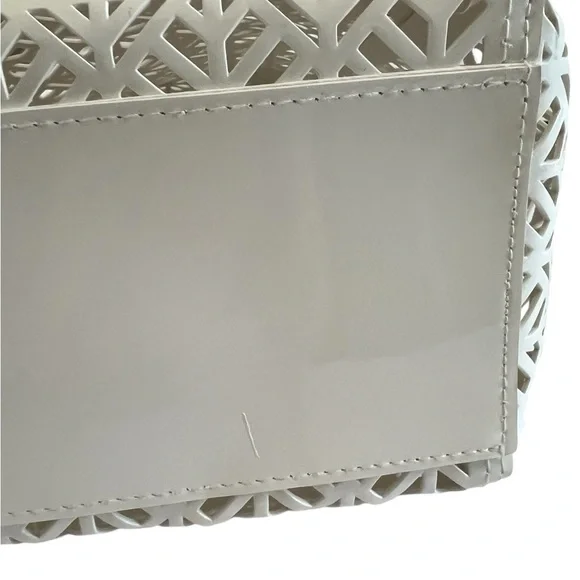 TORY BURCH White Off-White Laser Cut Designer Tote Shopper Pool Bag NWOT - Picture 12 of 13